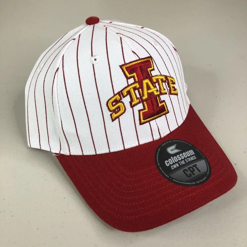 Iowa State Cyclones Hat Cap Snap Back White Red‎ Pinstripe NCAA Adjustable NWT